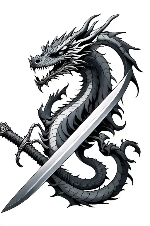 Dragon And Sword Wrapped Round