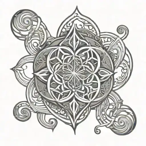 Water Texture Pattern Seed Of Life Intertwined