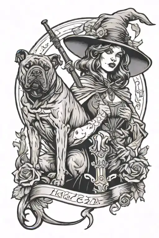 Witch With Cane Corso Dog