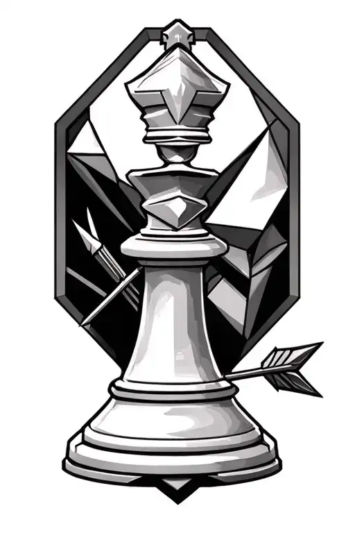 Geometric Design Knight Chess Piece With An Arrow Piercing It