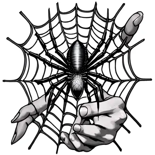 Spider Web Arm And Hand Tattoo With Spider On Web