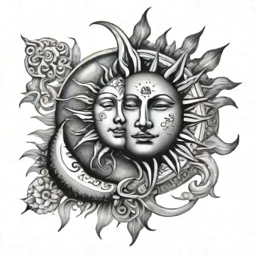 Sun And Moon Merging Together