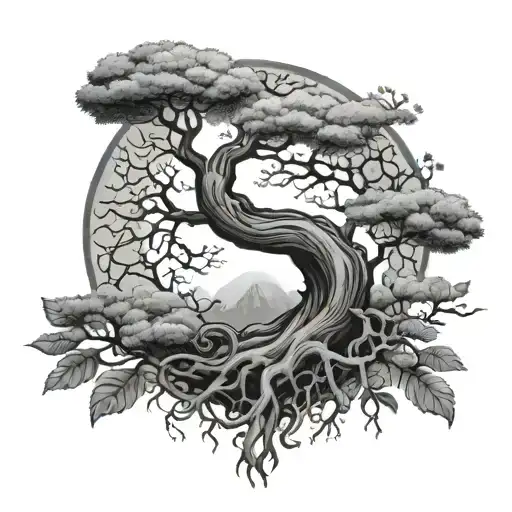 Yin And Yan With Tree Inside