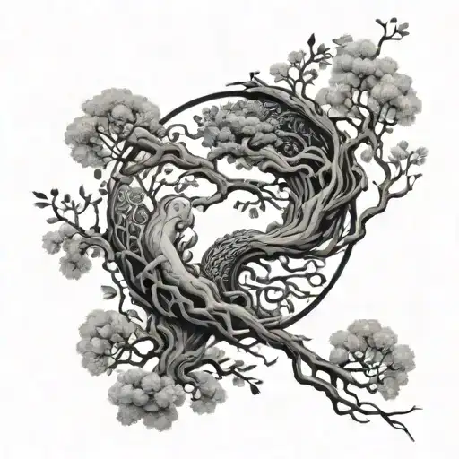 Yin And Yan With Tree Branches