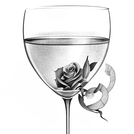 Martini Glass And Rose