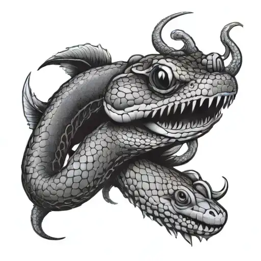 Snake With An Axolotl