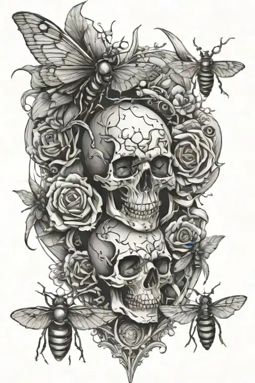 Gothic Tattoo With Insects And Blood