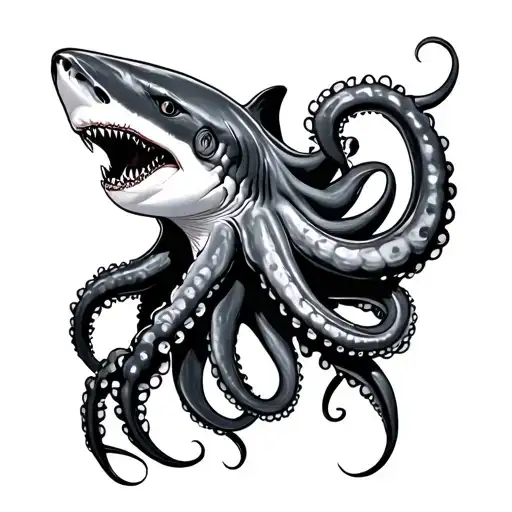 Shark Fighting Octopus