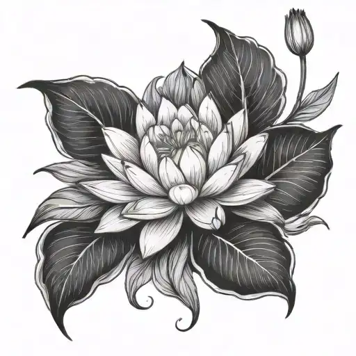 Water Lilly And Violet Flower Intertwined