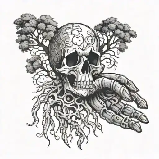 Skeleton Hand Holding The Tree Of Life