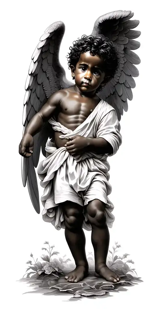 Realistic African American Male Cherub Angel