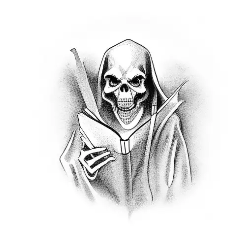 Grim Reaper Reading A Book