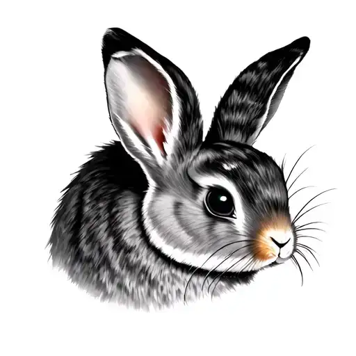 Female Rabbit One Ear Up The Other Bent Long Eye Lashes