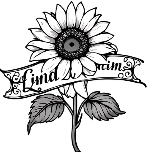 Filigree With Sunflower Intertwined With Name Linda