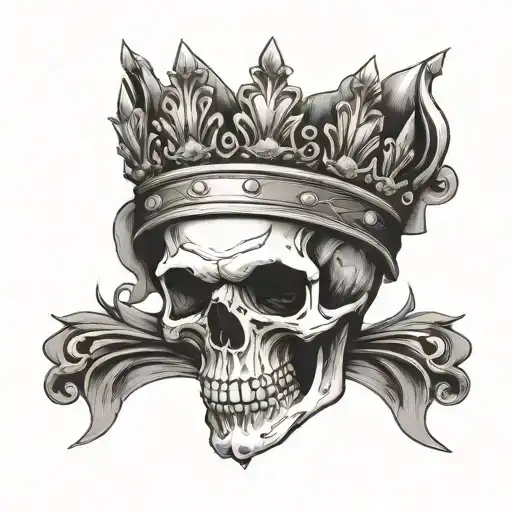 Skull With Crown Holding Book