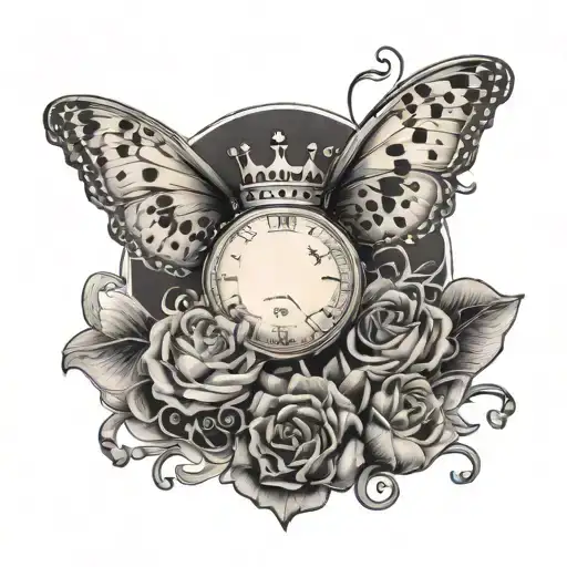 Butter Fly With Crown And A Moon