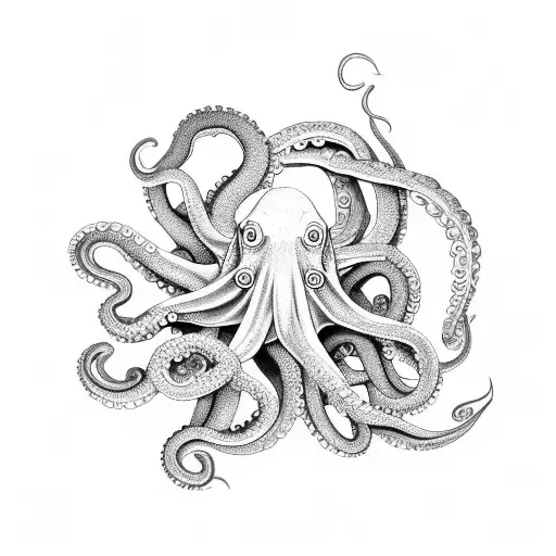 Octopus And A Sea Anemone