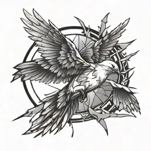 Broken Mirror Shards Transforming Into A Soaring Dove