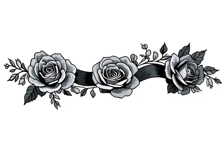 Floral Cuff Tattoo With Roses Wrapped