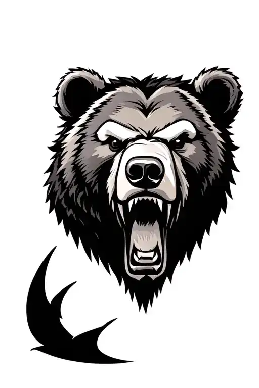 Angry Grizzly Bear Head
