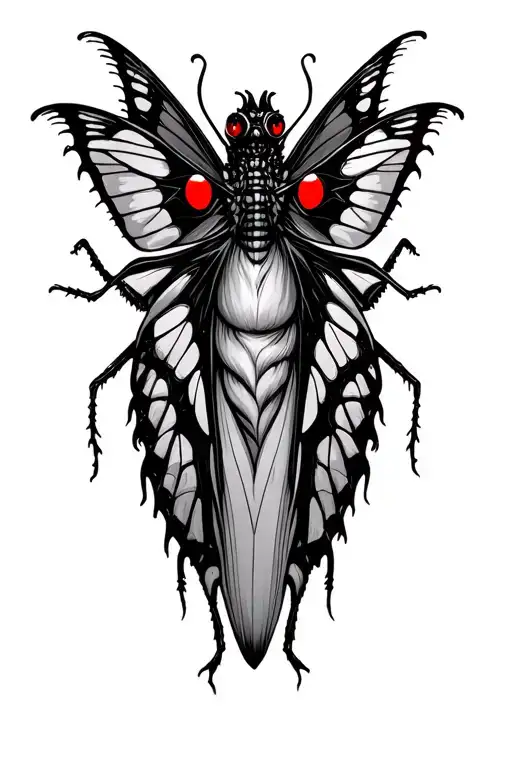 Moth Butterfly Gothic With Red Eyes On Wings Spread