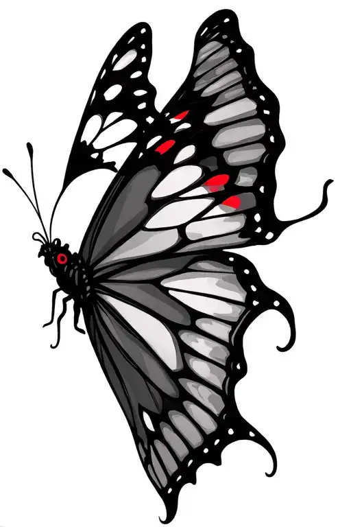 Big Butterfly Gothic With Red Eyes On Wings Spread