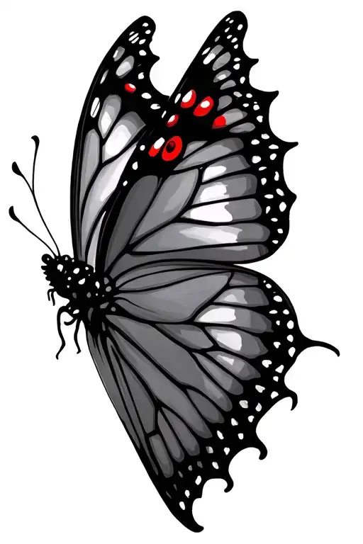 Big Butterfly Gothic With Red Eyes On Wings Spread