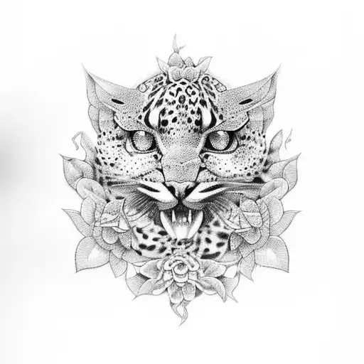 An Intricate Design Of Intertwined Flowers And Leopard Print Forming The Shape Of A Bird