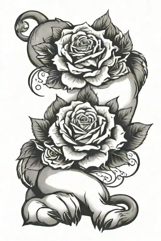 Cat Paws And Roses Intertwined