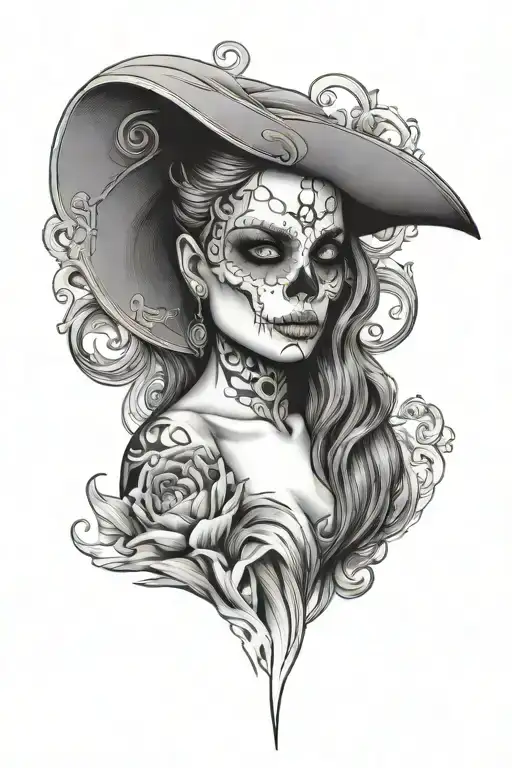 Woman With Half Skull Face