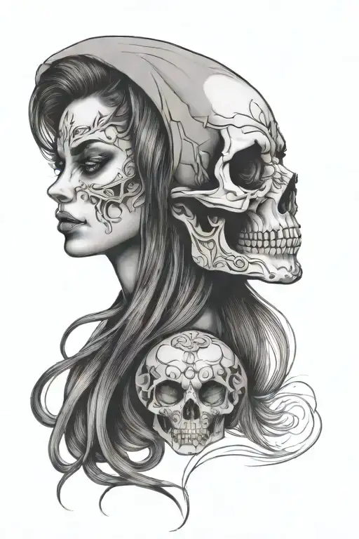 Woman With Half Skull Face