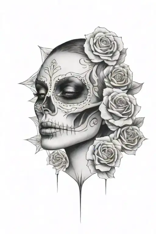 Woman With Half Skull Face