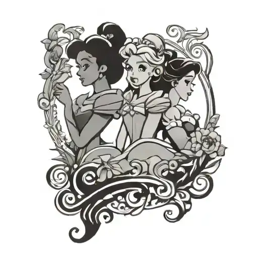 Fot Tattoo Of Disney Princesses Silhouette