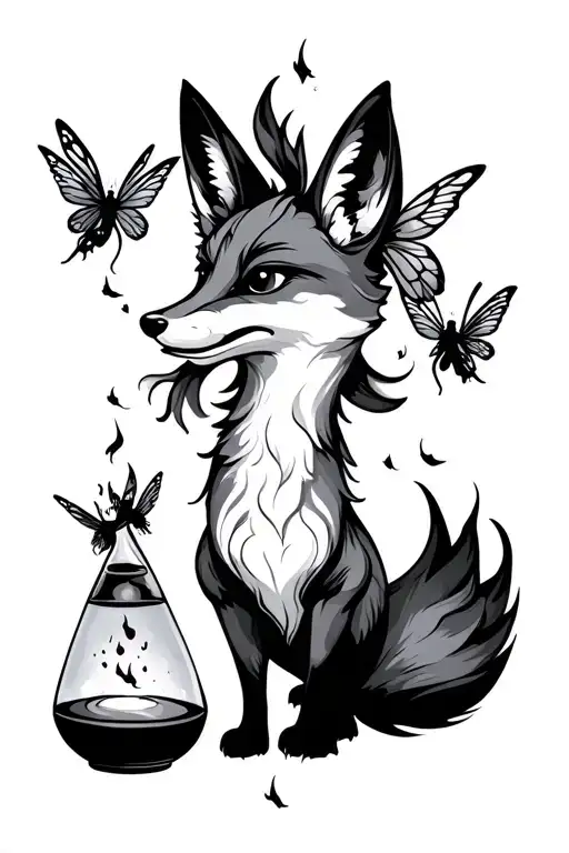 Lava Lamp Fox With Fairies Flying