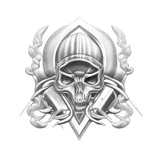 Elegant Black And Grey Tattoo Of A Classic Muscle Car