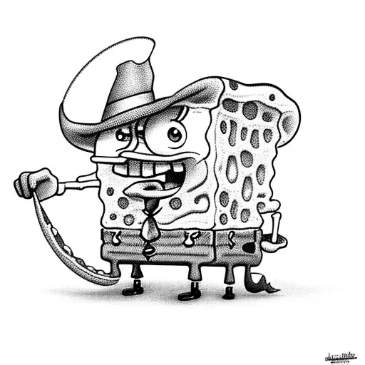 Spongebob Squarepants Wearing A Cowboy Hat And Holding A Pizza Box