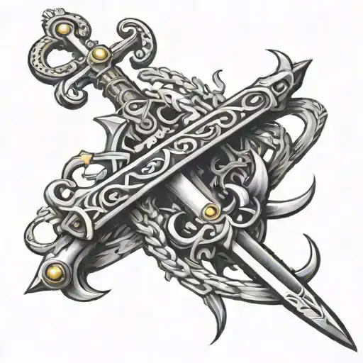Steampunk Marine Anchor Swords Crossed