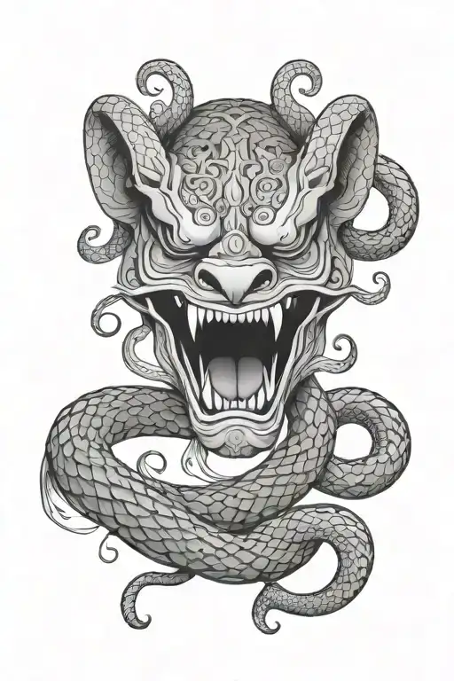 Hanya Mask With A Snake