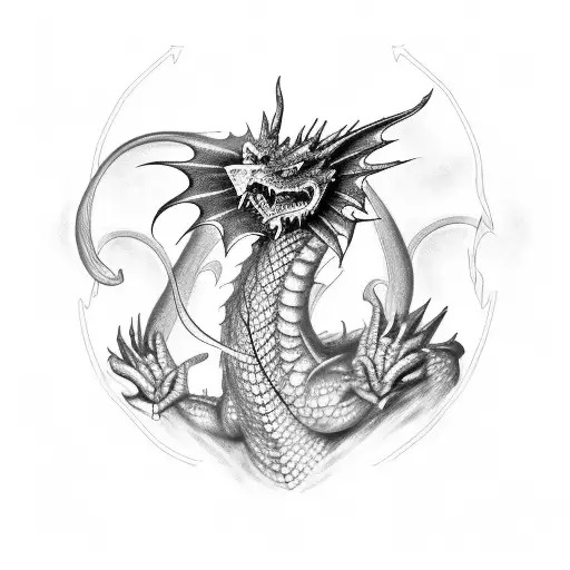 A Dragon Breathing Fire In The Shape Of The Number Six