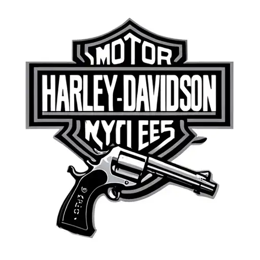 Harley Davidson Logo With Pistol And Word Beltfed
