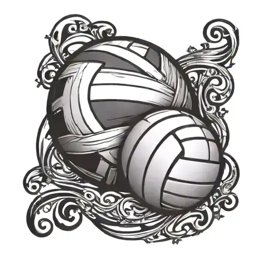Volleyball Ball And Metal Music Notes