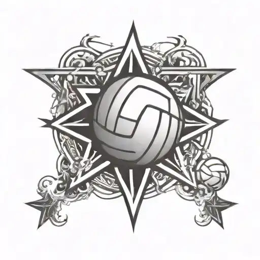 Volleyball Ball And Black Pentagram