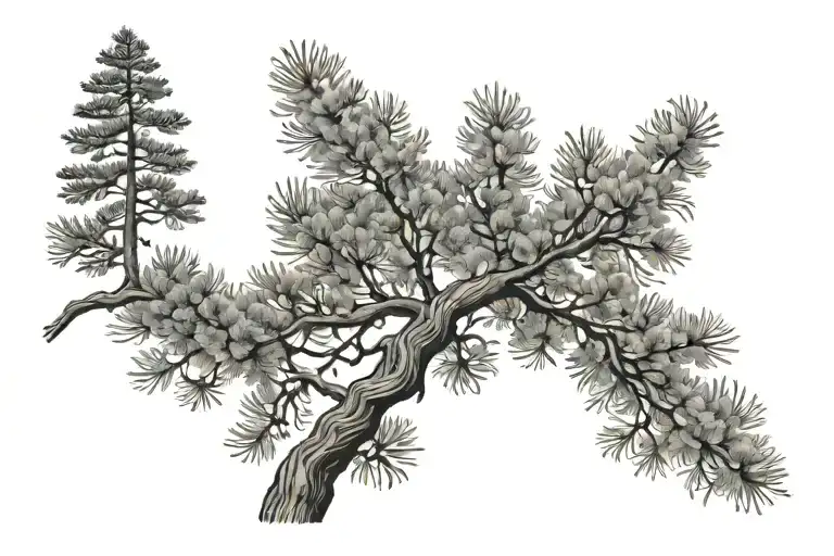 Pine Trees Around A Pecan Tree Growing