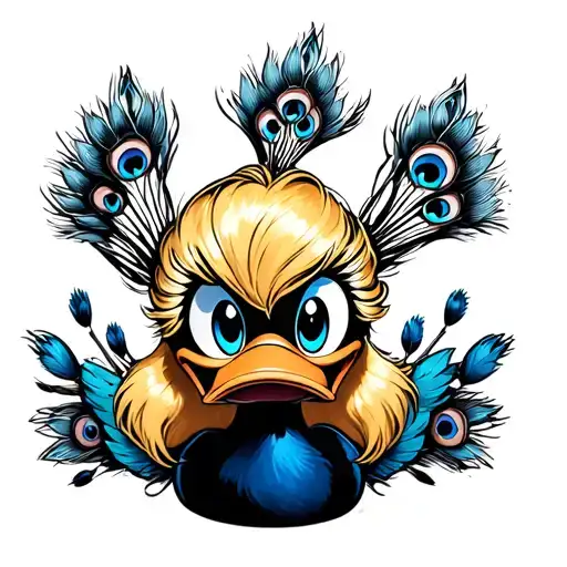 Daisy Duck Inspired Peacock With Blonde Hair In Jail
