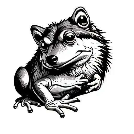 Timber Wolf Cuddling A Whites Tree Frog