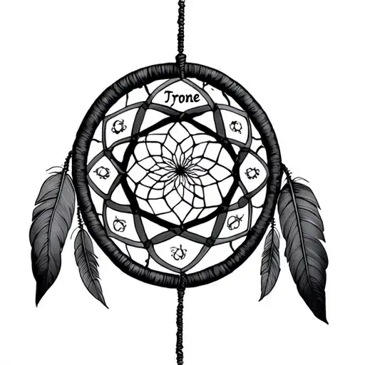 Dreamcatcher With Name Tyrone Intertwined In The Middle