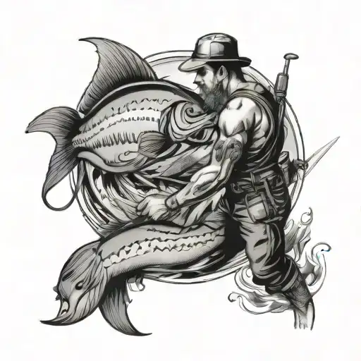 Ocean Fisher Man Pulling