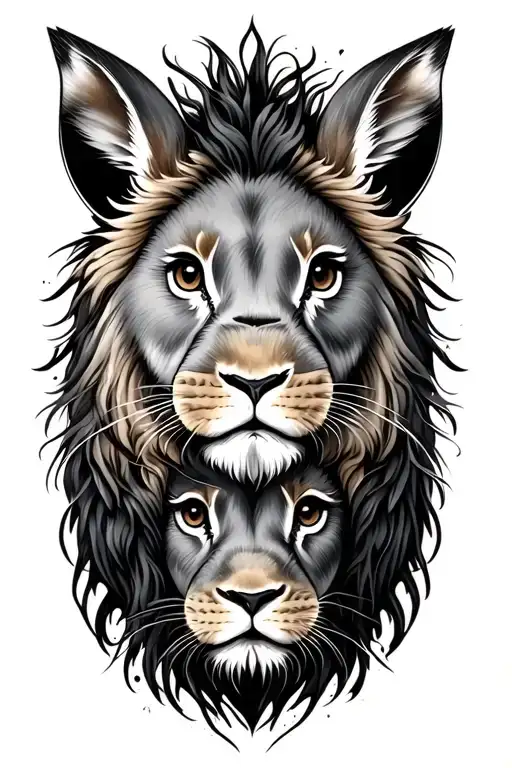 One Rabbit And One Lion