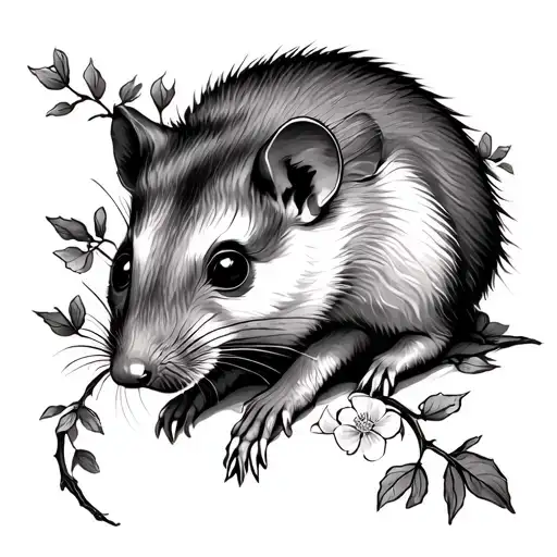 Flower Vine That Feautures A Friendly Opposum Off To The Side