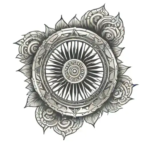 Ashoka Chakra Sketch Style